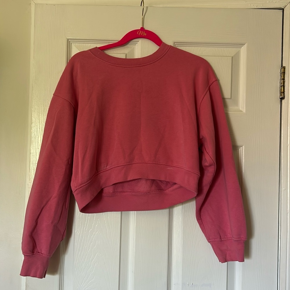 Pink Zara cropped sweatshirt